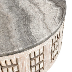Irma Round  Coffee Table Timeworn Cream/Travertine