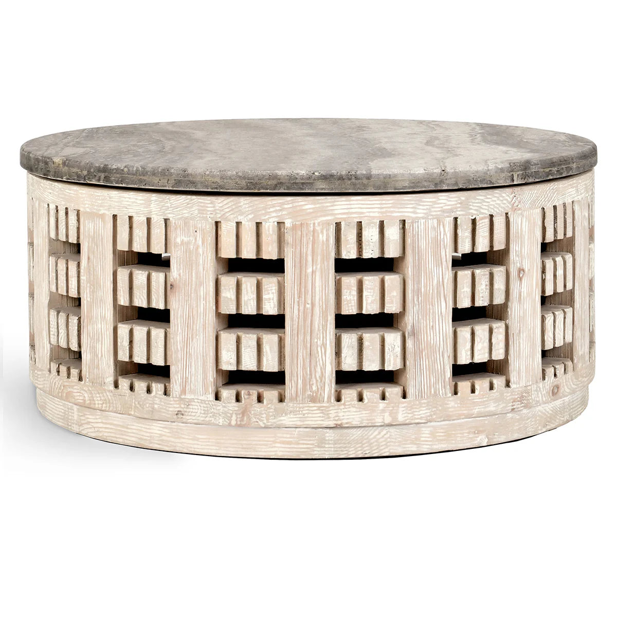Irma Round  Coffee Table Timeworn Cream/Travertine