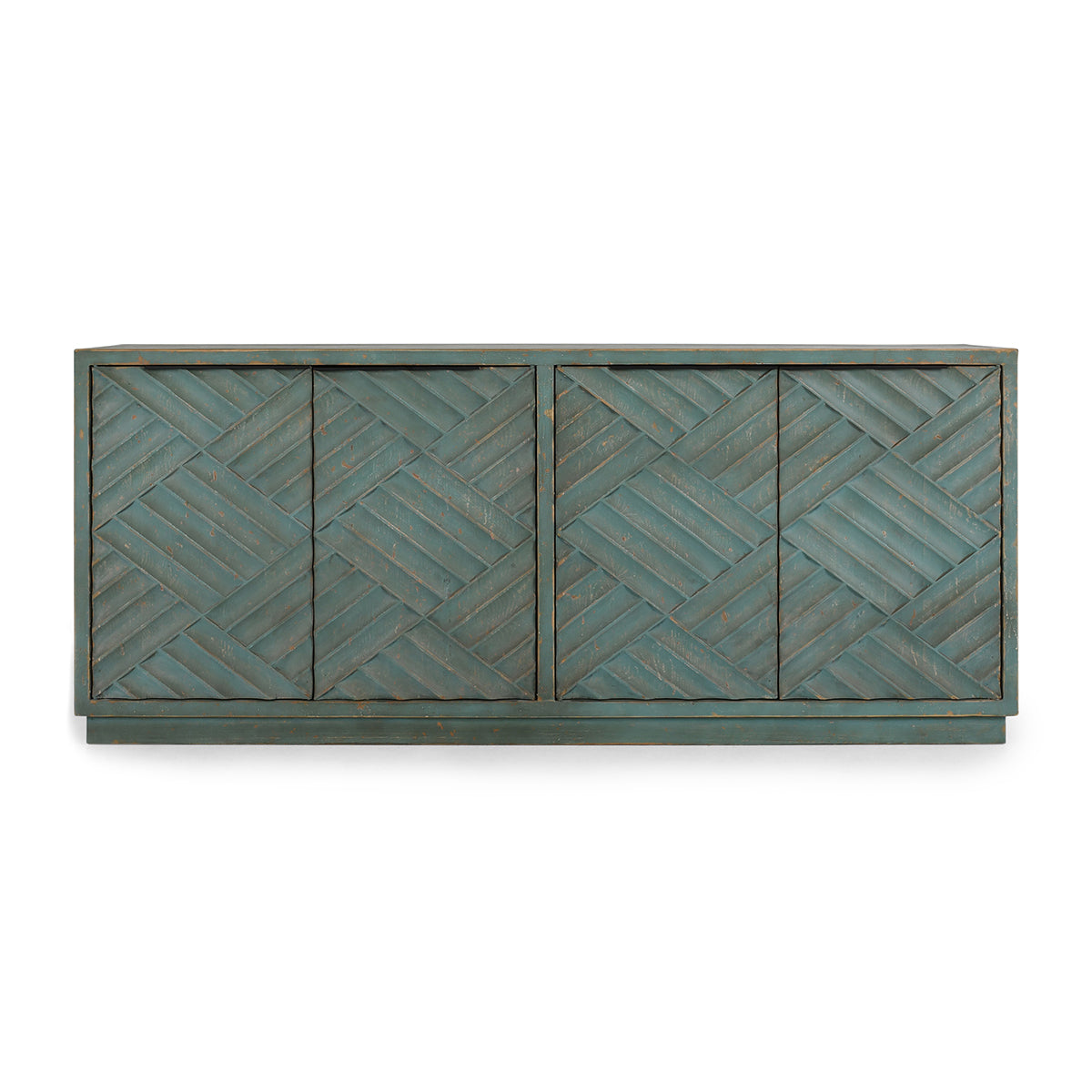 Mateo Reclaimed Pine 4 Door Cabinet Teal - OL