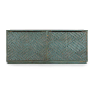 Mateo Reclaimed Pine 4 Door Cabinet Teal - OL