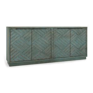 Mateo Reclaimed Pine 4 Door Cabinet Teal - OL