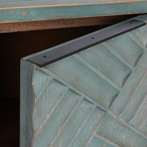 Mateo Reclaimed Pine 4 Door Cabinet Teal - OL