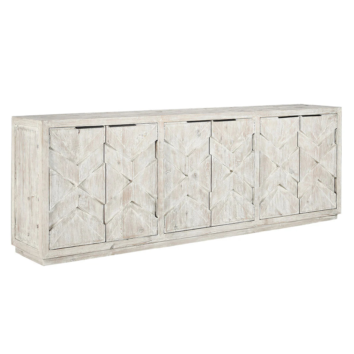 Frederick Reclaimed Pine 6-Door Cabinet Timeworn Cream - OL