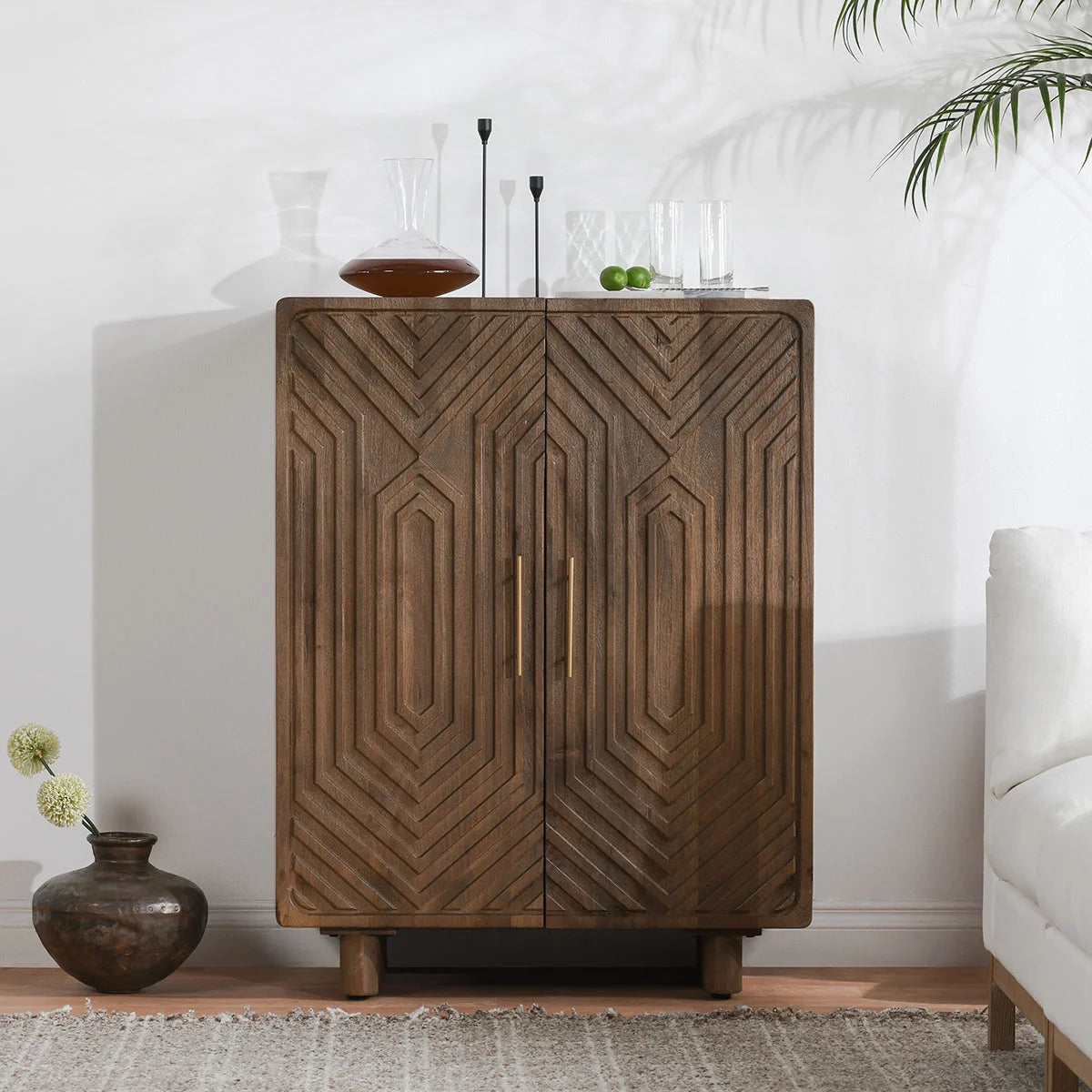 Holmes Mango Wood Bar Cabinet Artisan Brown - OL