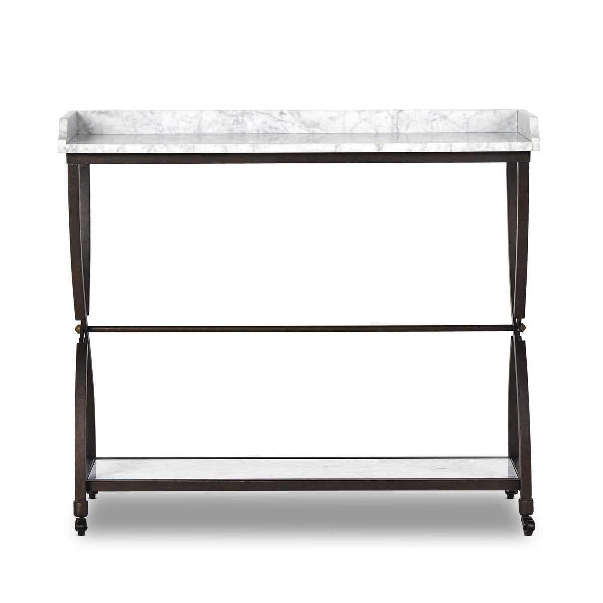 Six Beers Table Honed White Marble OL