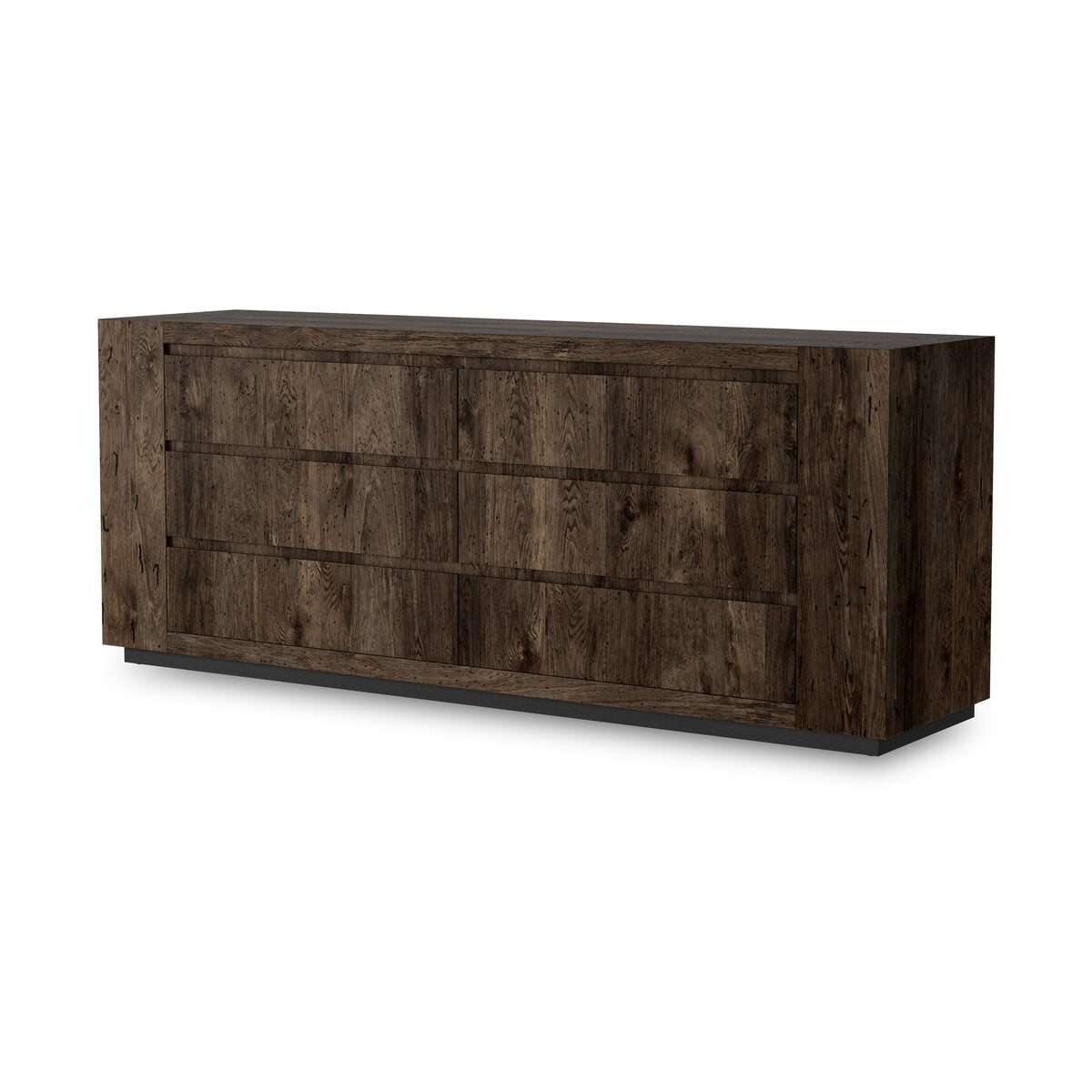 Abaso 6-Drawer Dresser Ebony Rustic Wormwood Oak OL