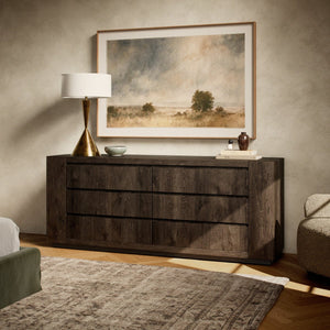 Abaso 6-Drawer Dresser Ebony Rustic Wormwood Oak OL
