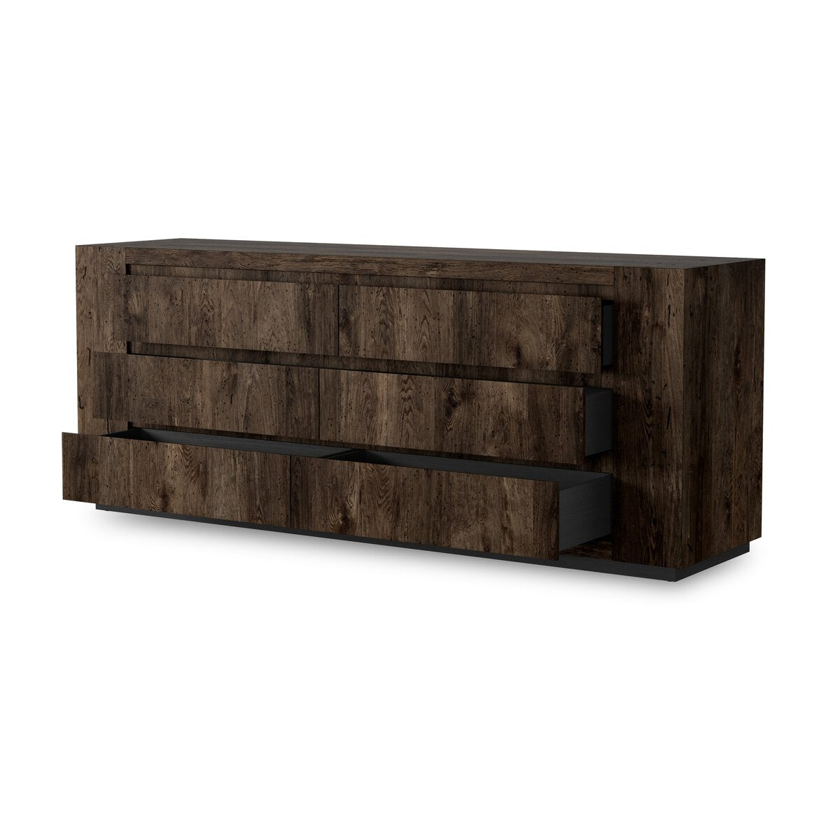 Abaso 6-Drawer Dresser Ebony Rustic Wormwood Oak OL