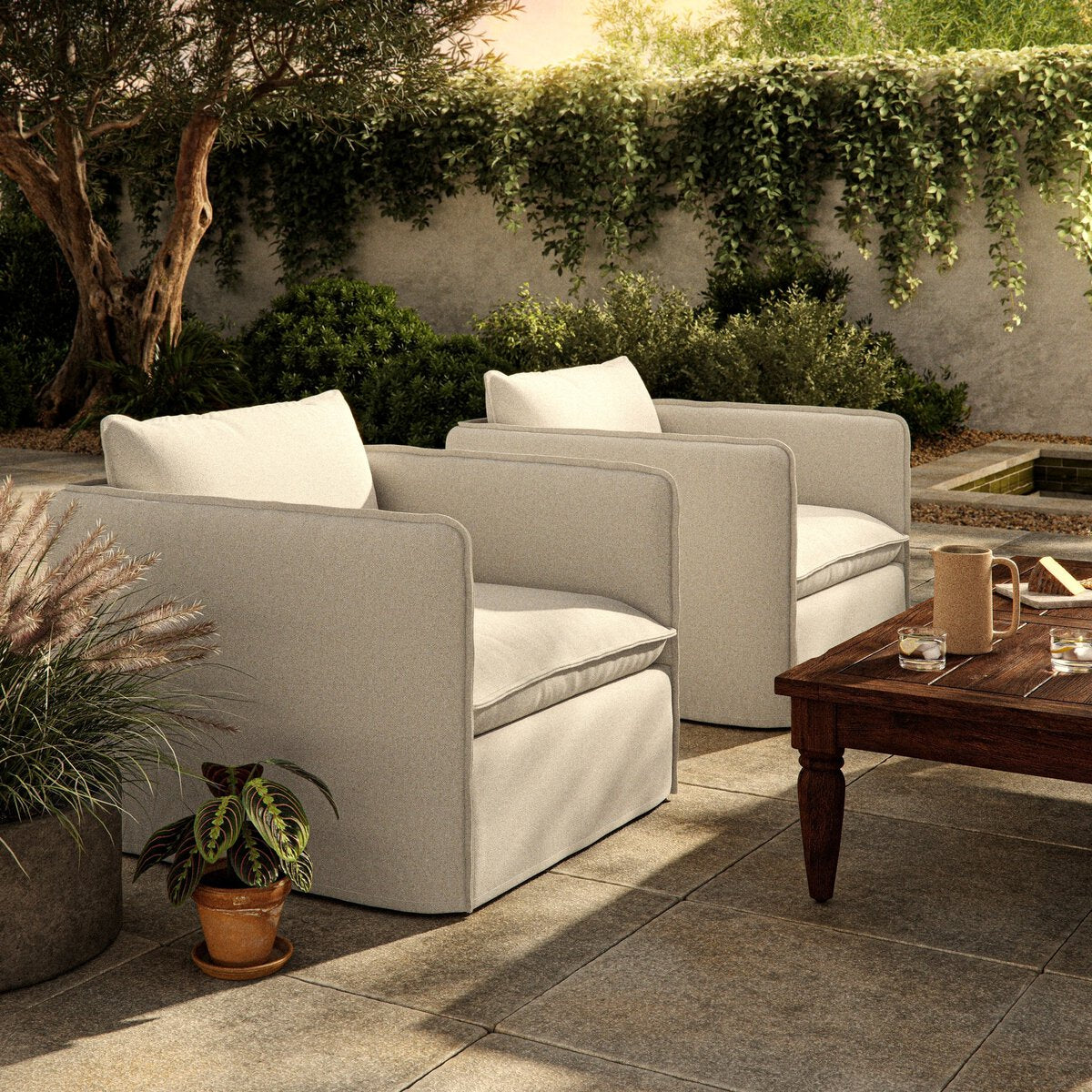 Andre Outdoor Swivel Chair Alessi Linen OL