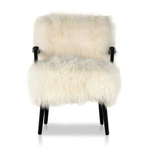 Ashland Armchair Mongolia Cream Fur Drifted Matte Black OL