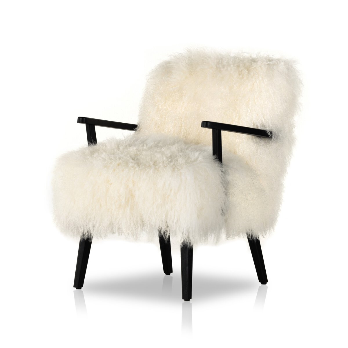 Ashland Armchair Mongolia Cream Fur Drifted Matte Black OL