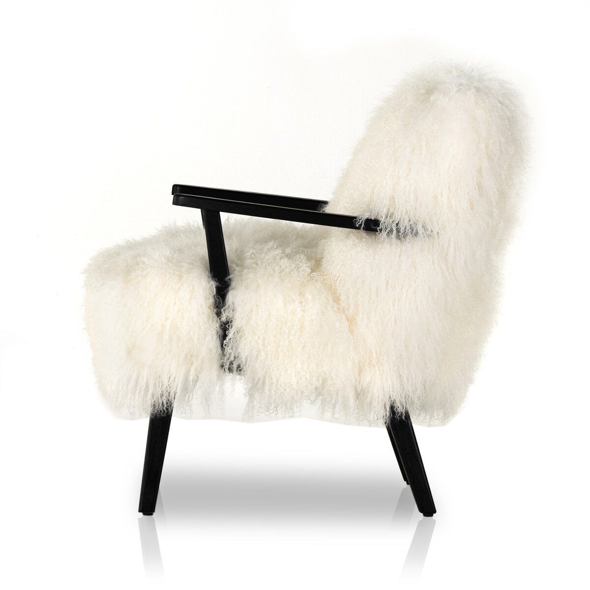 Ashland Armchair Mongolia Cream Fur Drifted Matte Black OL