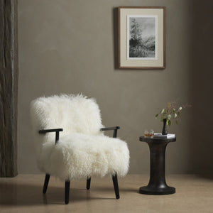 Ashland Armchair Mongolia Cream Fur Drifted Matte Black OL