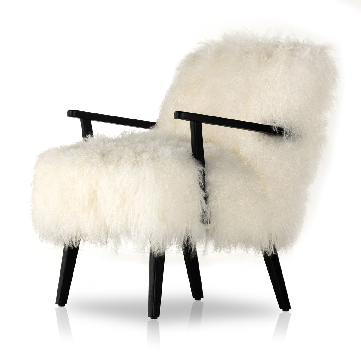 Ashland Armchair Mongolia Cream Fur Drifted Matte Black OL