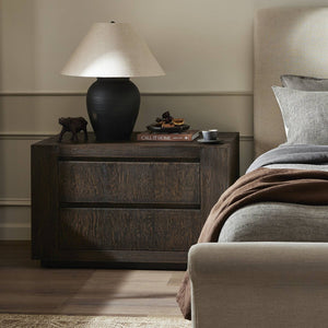 Abaso Nightstand Ebony Rustic Wormwood Oak OL