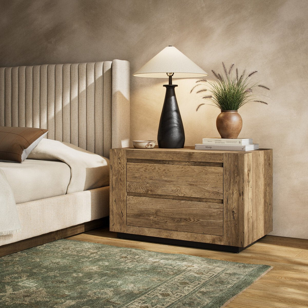 Abaso Nightstand Rustic Wormwood Oak OL