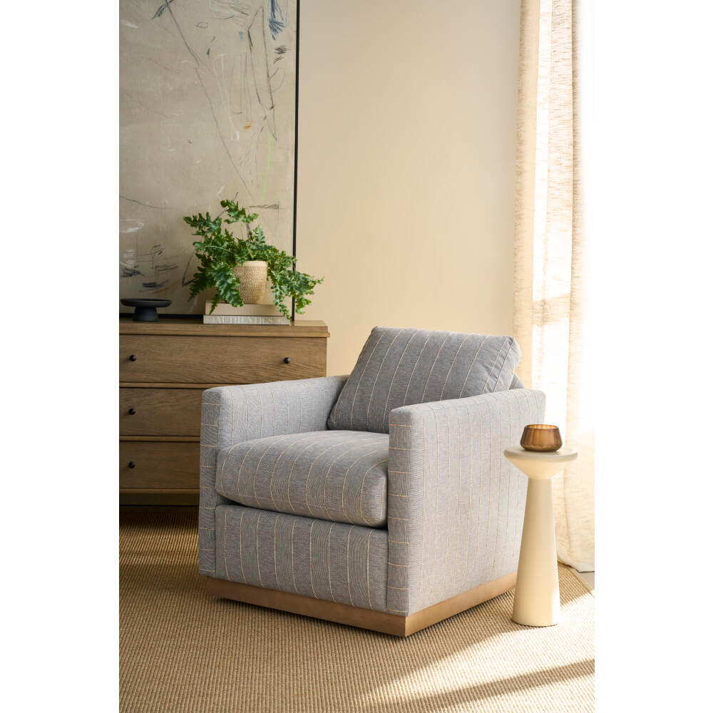 Allie Swivel Chair - Indigo Kid-Proof Stripe - OL