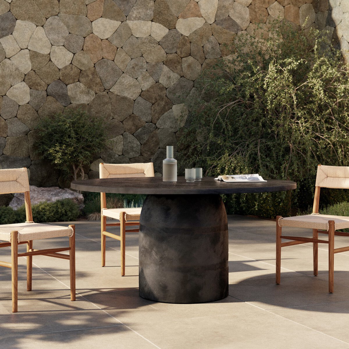 Basil Outdoor Dining Table 60" Aged Grey OL