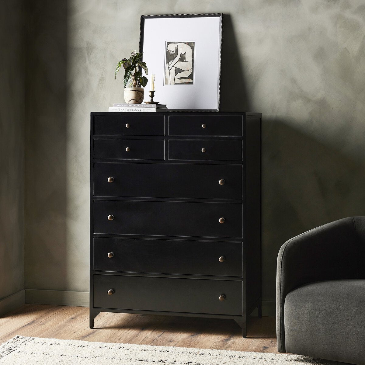 Belmont 8 Drawer Tall Dresser Black OL
