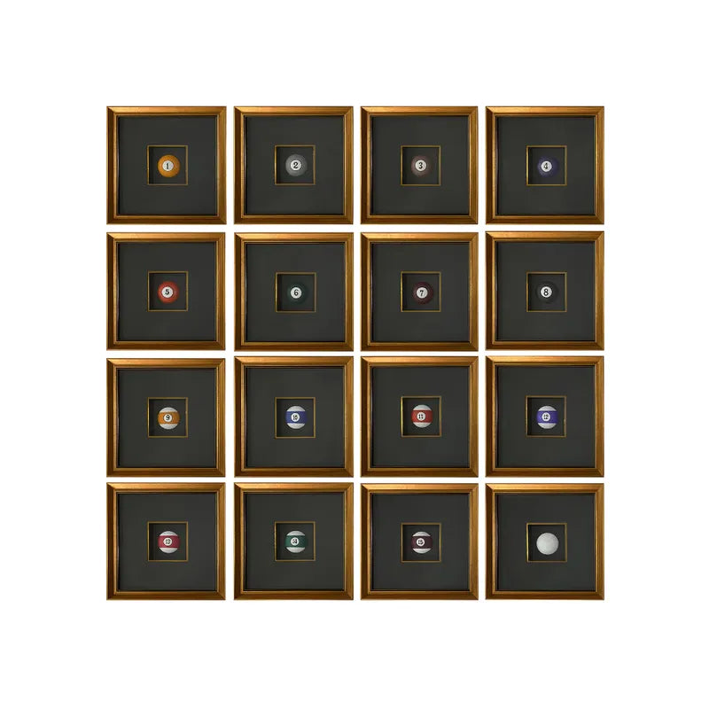 Break Room Framed Billiard Ball Art – Set of 16 - OL