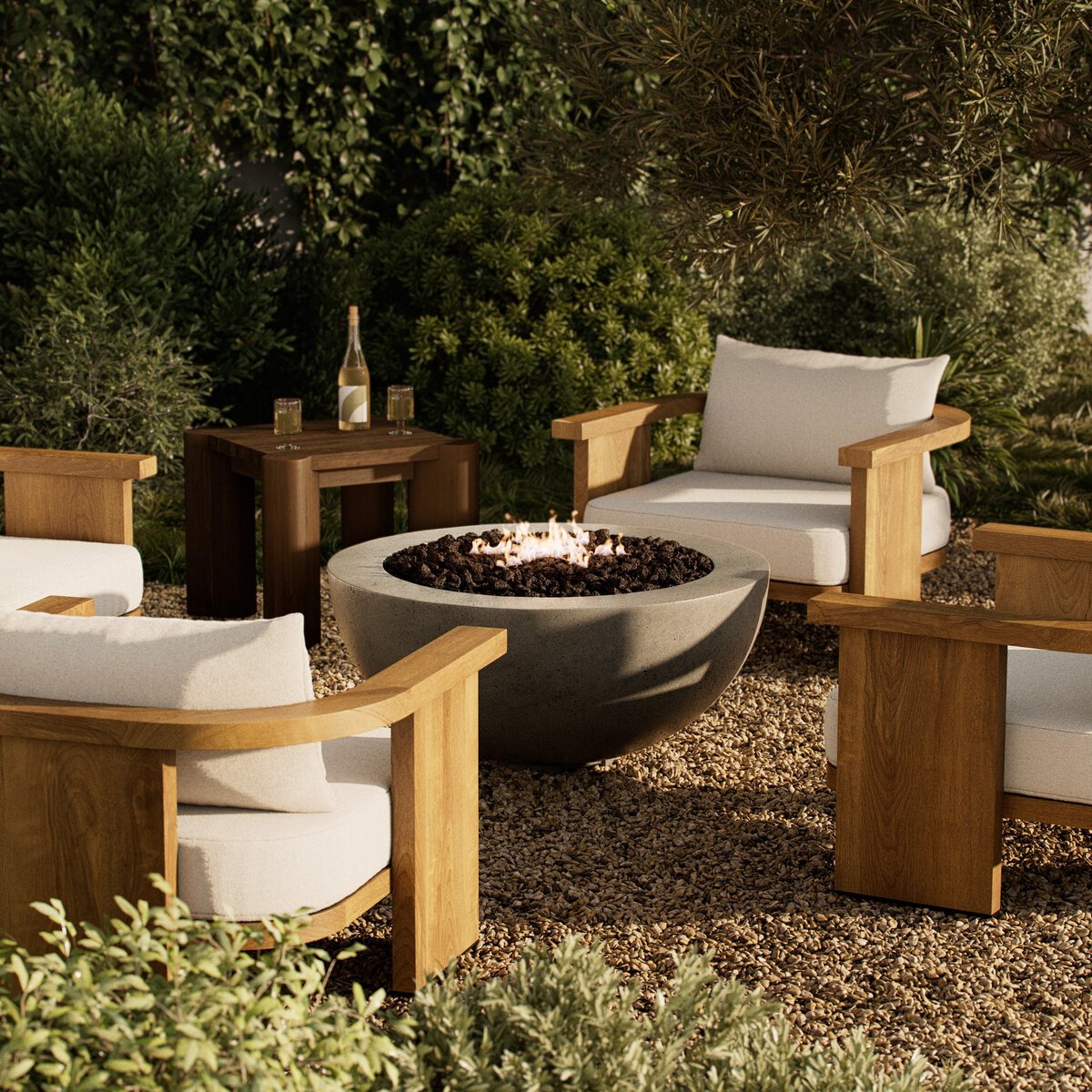 Bronson Outdoor Fire Table Pewter Concrete OL