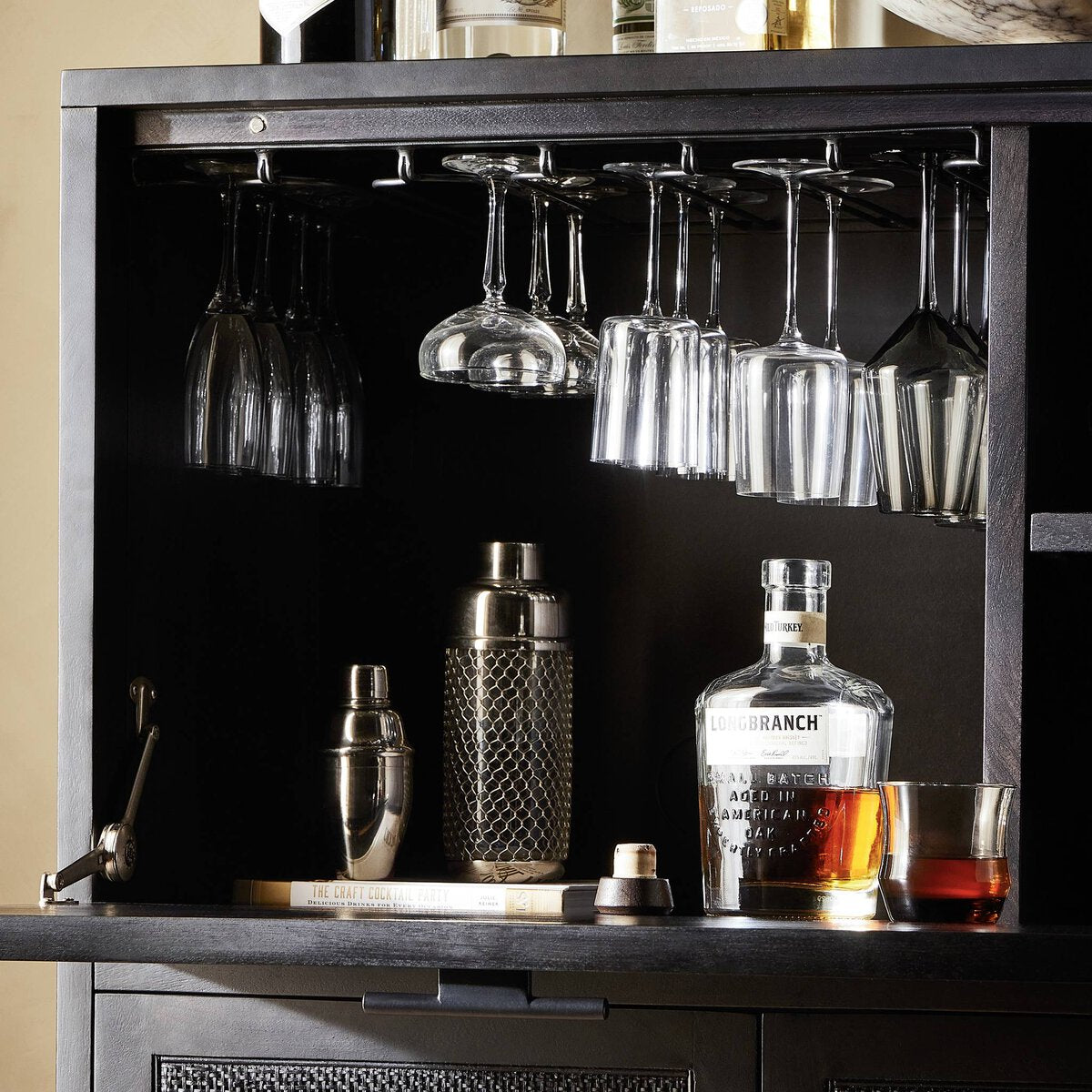 Caprice Bar Cabinet Black W/ Black Wash Mango OL