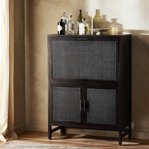 Caprice Bar Cabinet Black W/ Black Wash Mango OL