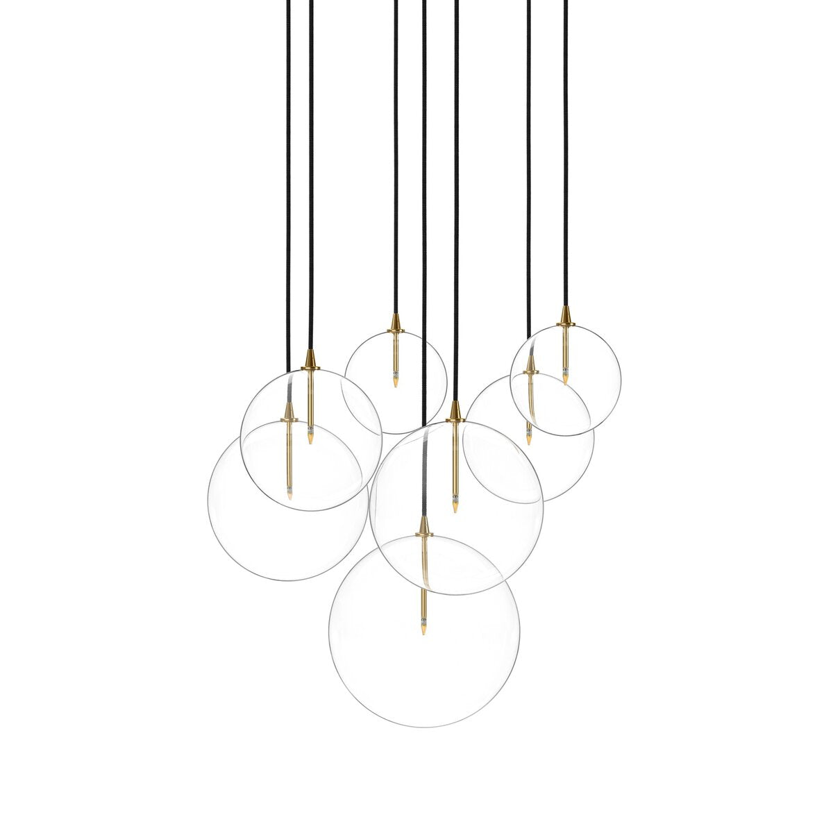 Cluster 7 Mix Chandelier Clear Glass - Brass OL