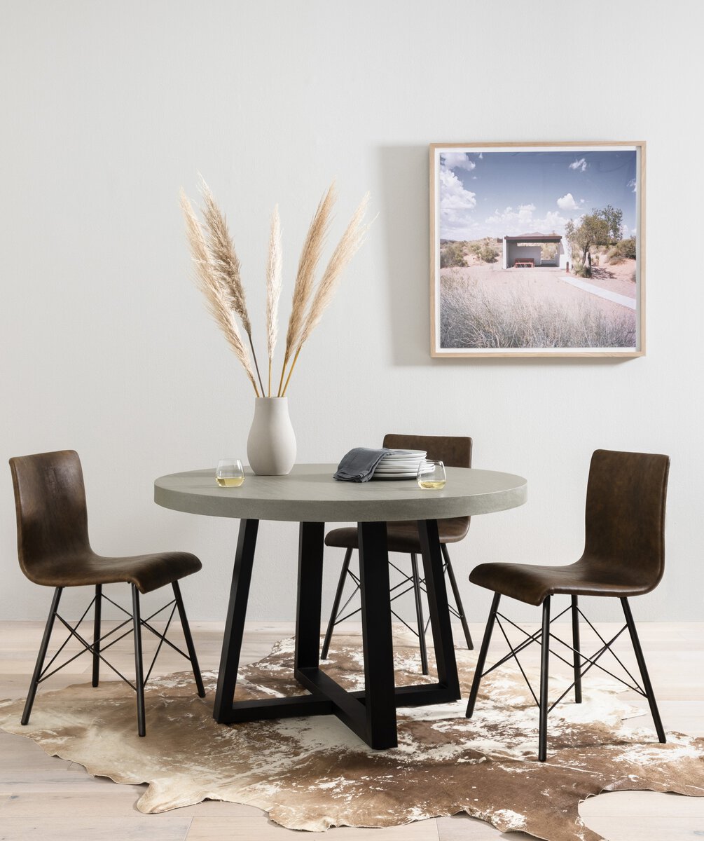 Cyrus 48" Outdoor Round Dining Table Light Grey OL