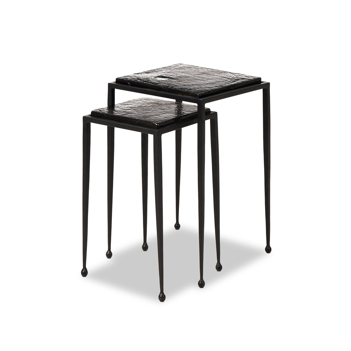 Dalston Nesting End Table Smoked Black Cast Glass OL