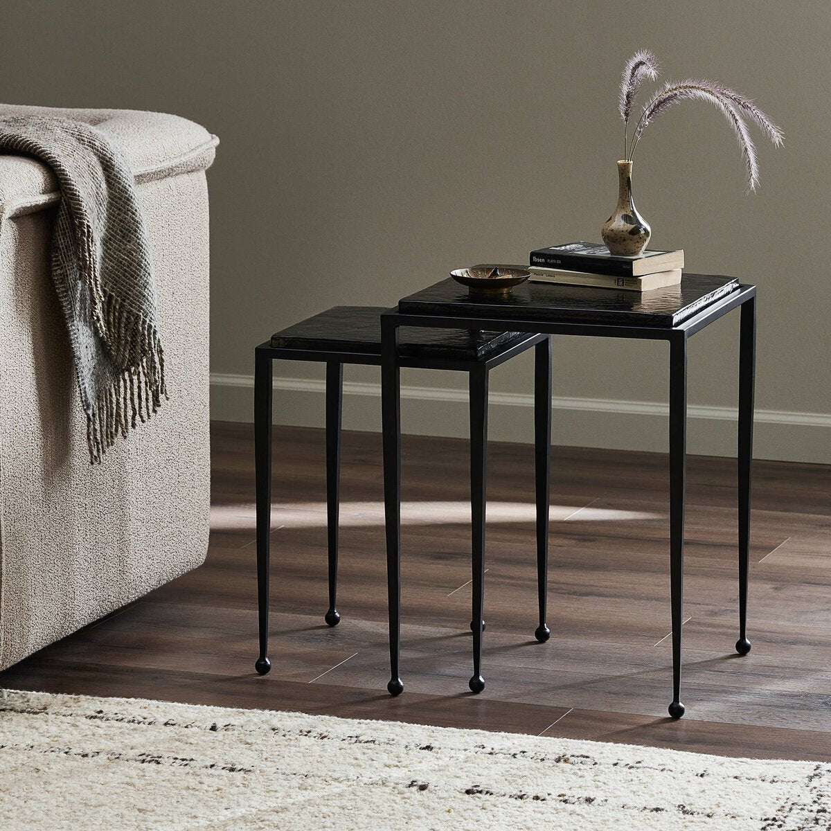 Dalston Nesting End Table Smoked Black Cast Glass OL