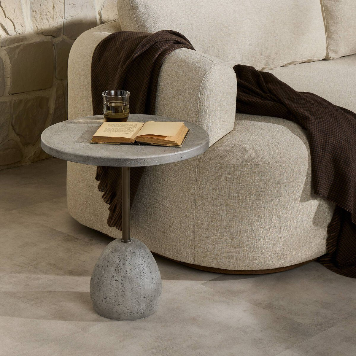 Emens Outdoor End Table Aged Smoke Concrete OL