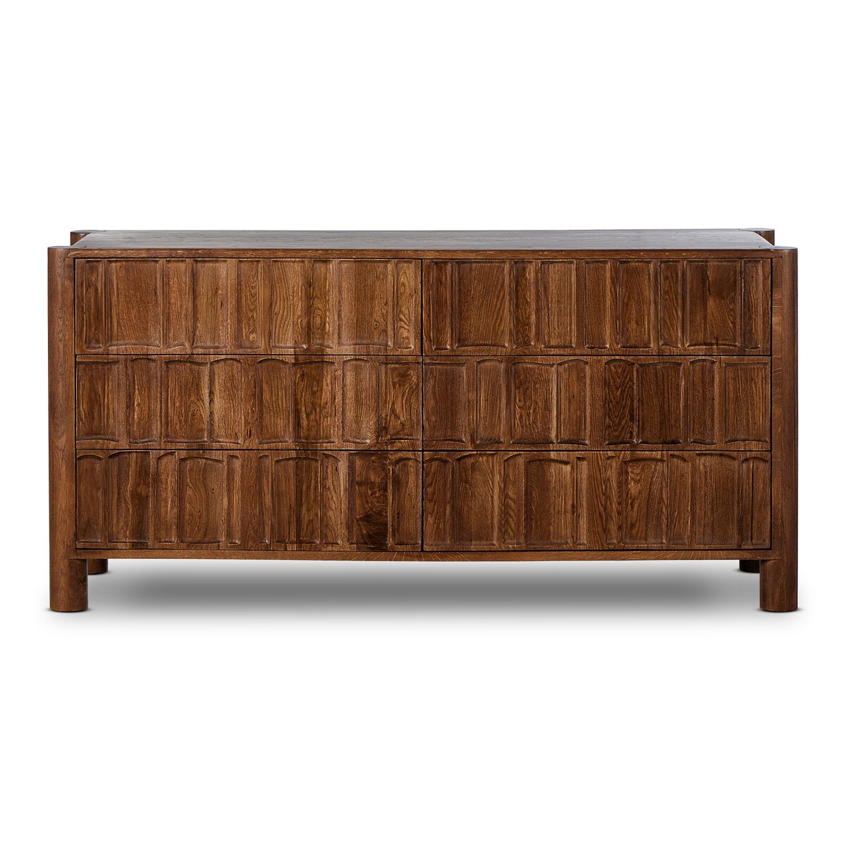 Ezri 6 Drawer Dresser Carved Cocoa Oak OL