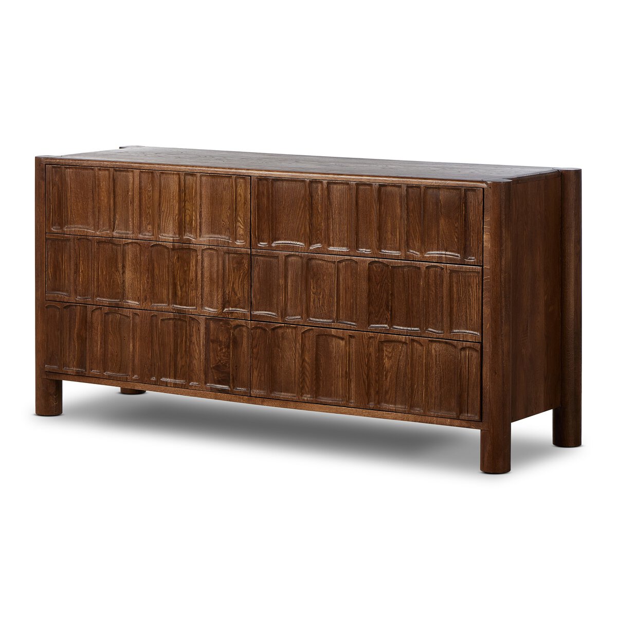 Ezri 6 Drawer Dresser Carved Cocoa Oak OL