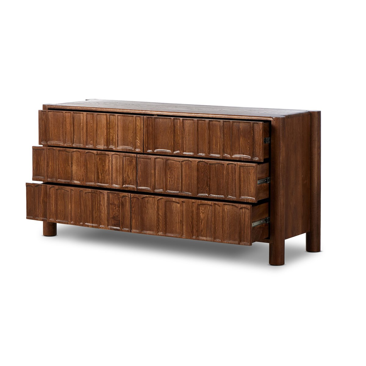 Ezri 6 Drawer Dresser Carved Cocoa Oak OL