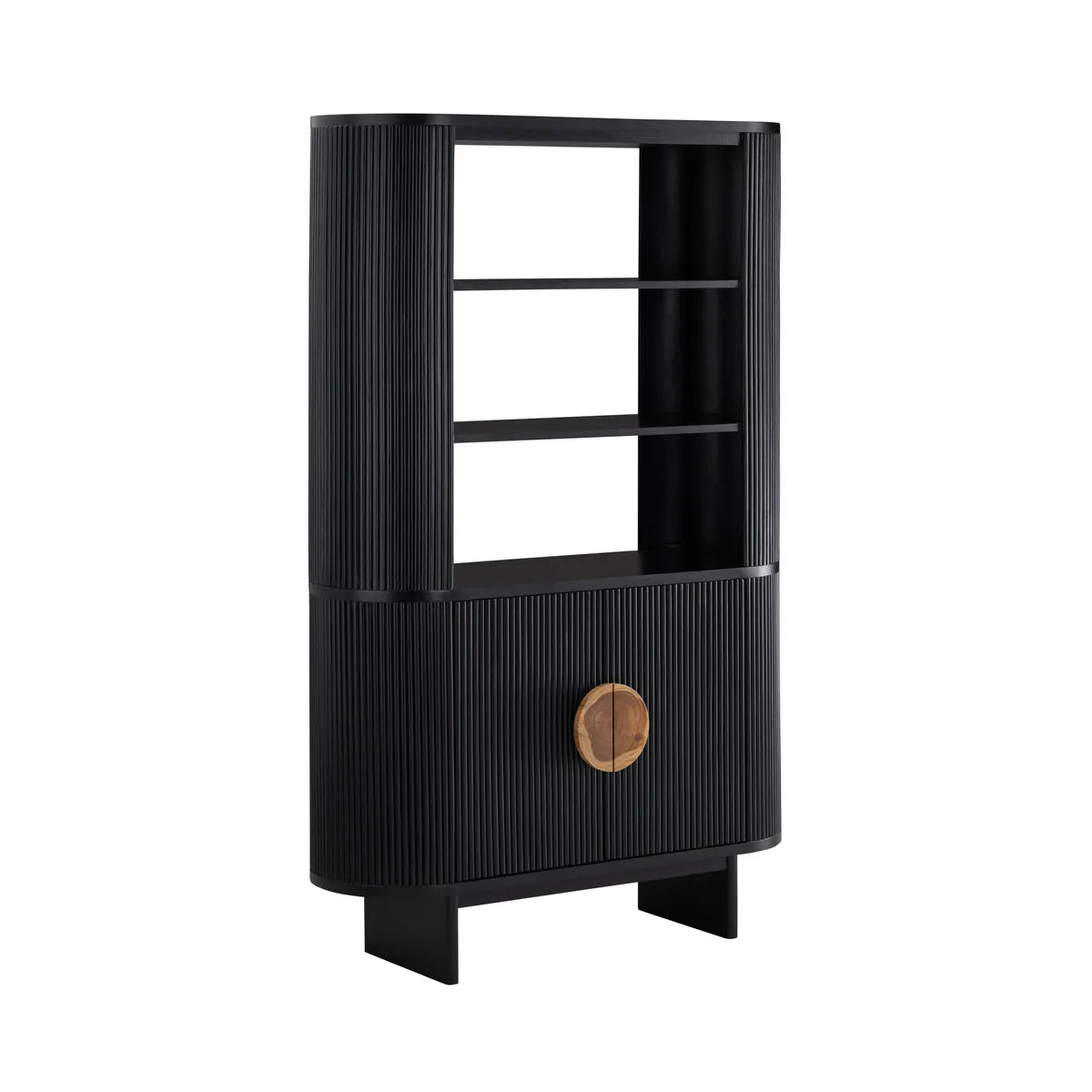 Elsesser Black Fluted Wood Display Cabinet - OL