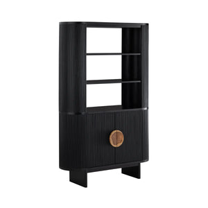 Elsesser Black Fluted Wood Display Cabinet - OL