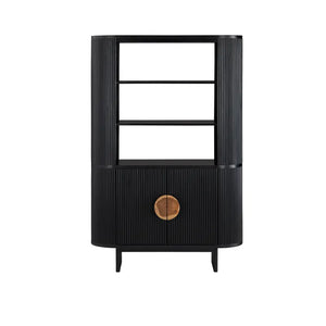 Elsesser Black Fluted Wood Display Cabinet - OL