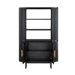Elsesser Black Fluted Wood Display Cabinet - OL