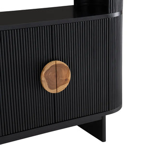 Elsesser Black Fluted Wood Display Cabinet - OL