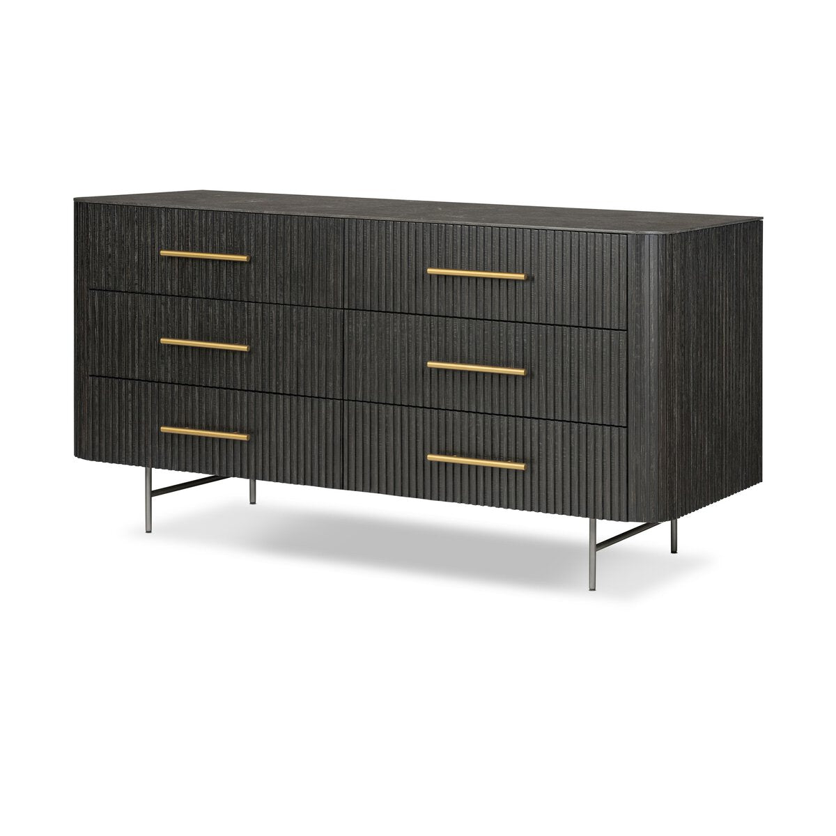 Fletcher 6 Drawer Dresser Distressed Black OL
