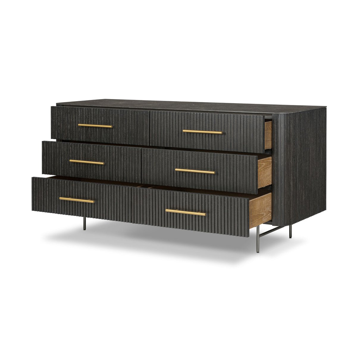 Fletcher 6 Drawer Dresser Distressed Black OL