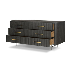 Fletcher 6 Drawer Dresser Distressed Black OL