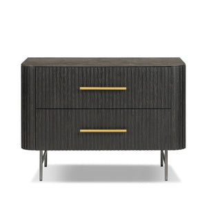 Fletcher Large Nightstand Bluestone Distressed Black Oak OL