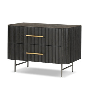 Fletcher Large Nightstand Bluestone Distressed Black Oak OL
