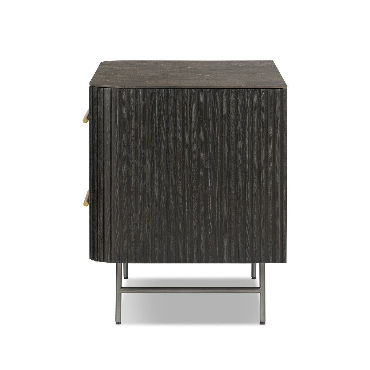 Fletcher Large Nightstand Bluestone Distressed Black Oak OL