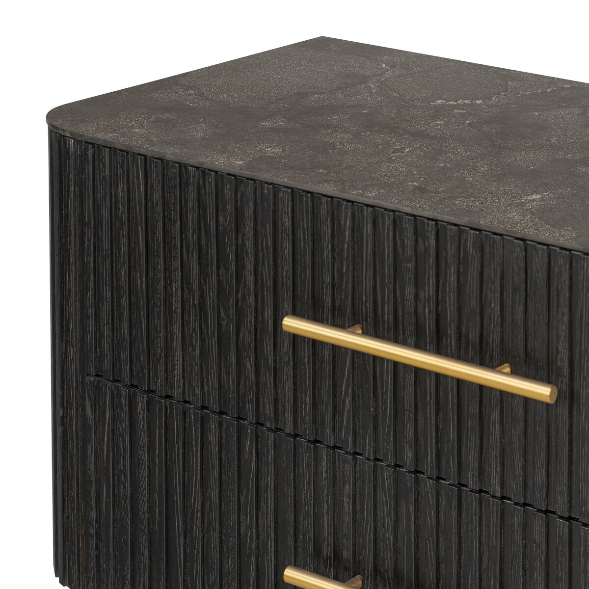 Fletcher Large Nightstand Bluestone Distressed Black Oak OL