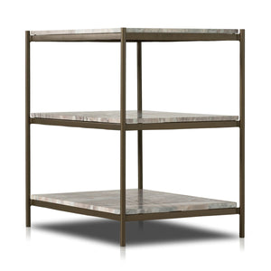 Felix Nightstand Antique Brass Canyon Marble OL