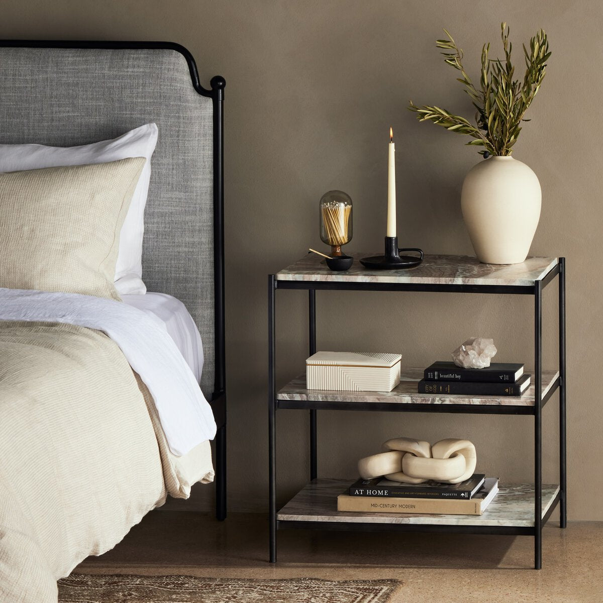 Felix Nightstand Hammered Grey w/ Clear Powder Coat OL