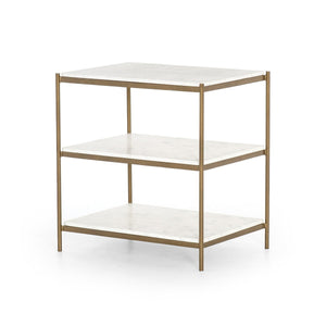 Felix Nightstand Polished White Marble OL